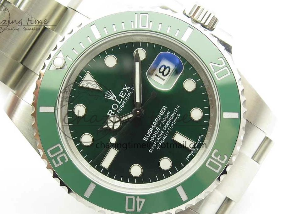 Best Green SA3135 904L on Ceramic V9F 116610 1:1 SS LV Edition Bracelet Submariner 0511